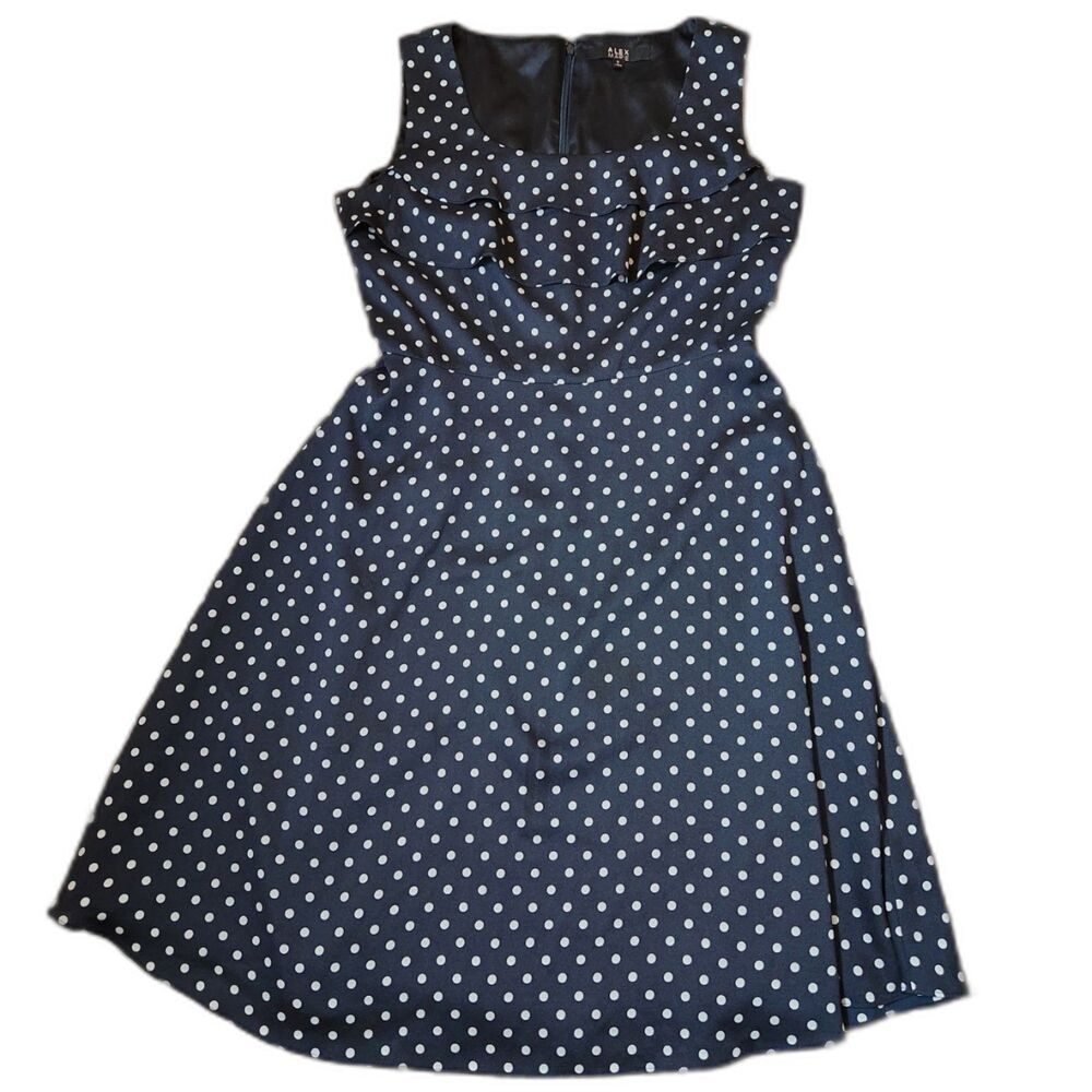 Alex Marie Polka Dot Dress Black + White Women’s Size 8